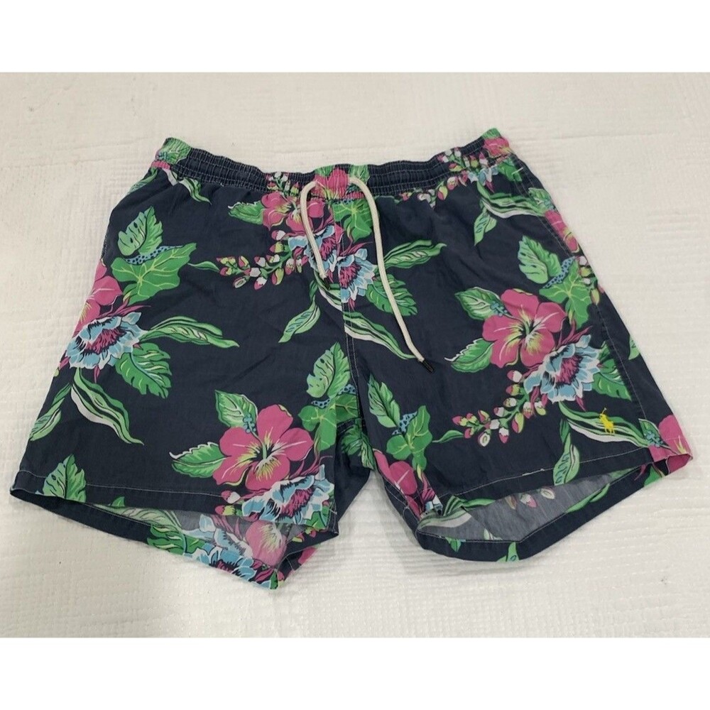 Polo Ralph Lauren Swim Trunks Men's Size XXL Blue Aloha Floral Hawaiian Shorts